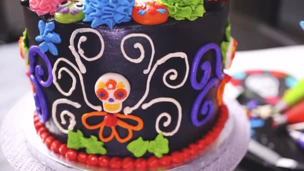 Passo Dopo Passo Torta Cioccolato Multistrato Decorativa Del Fornaio Con — Video Stock