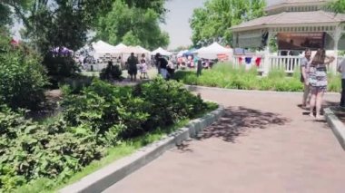 Parker, Colorado, ABD-Haziran 9, 2018 - Main street yerel karnavalında satıcıları ile
