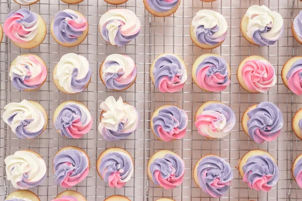 Baking Small Cupcakes Unicorn Theme — Stock Photo, Image