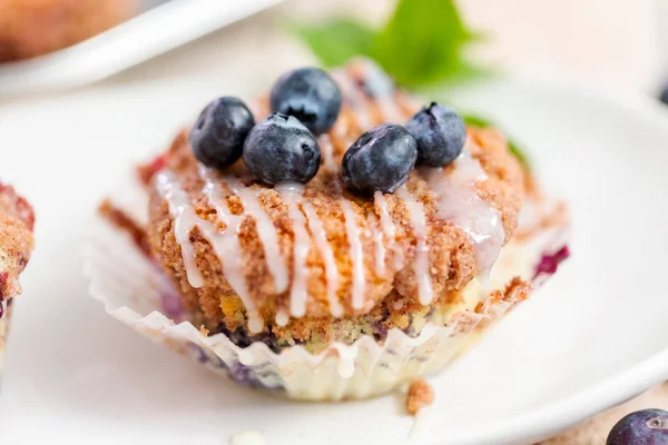 Muffin Mirtillo Fatti Casa Realizzati Con Ingredienti Biologici — Foto Stock