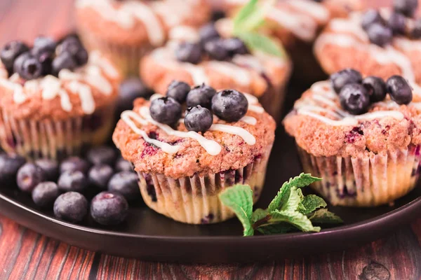 Muffin Mirtillo Fatti Casa Realizzati Con Ingredienti Biologici — Foto Stock