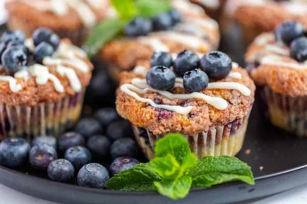 Muffins Caseiros Mirtilo Feitos Com Ingredientes Orgânicos — Fotografia de Stock