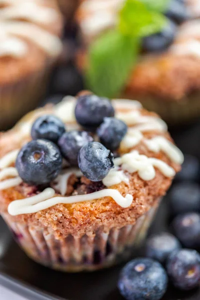 Organik Malzemelerle Hazırlanan Yapımı Blueberry Muffins — Stok fotoğraf