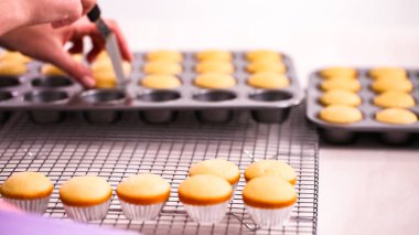 Taze pişmiş küçük vanilyalı kek.