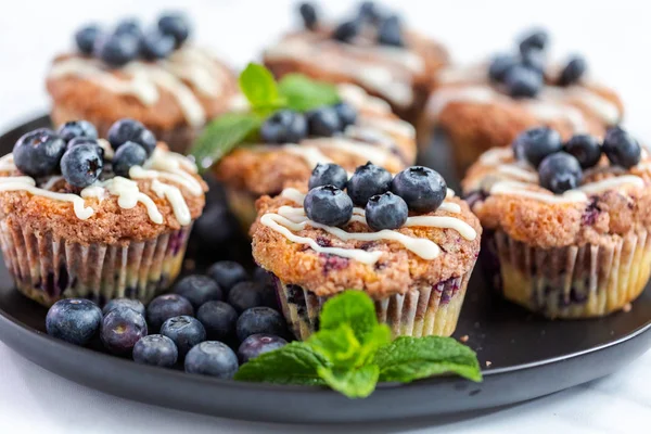 Muffins Caseiros Mirtilo Feitos Com Ingredientes Orgânicos — Fotografia de Stock