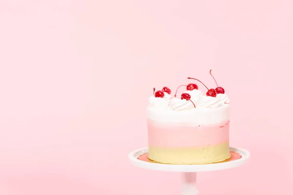 Születésnapi Spumoni Torta Rózsaszín Háttér — Stock Fotó