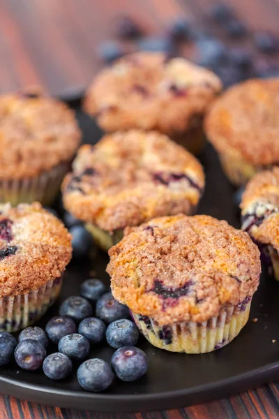 Hausgemachte Blaubeermuffins Aus Biologischen Zutaten — Stockfoto