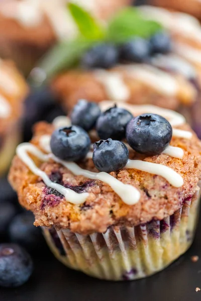 Muffins Caseiros Mirtilo Feitos Com Ingredientes Orgânicos — Fotografia de Stock