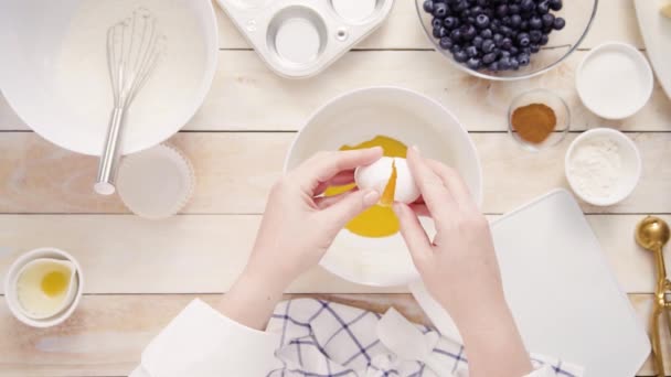 Mezclar Los Ingredientes Tazón Para Muffins Arándanos — Vídeos de Stock