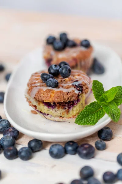 Homemade Blueberry Muffins Made Organic Ingredients — Stock Photo, Image
