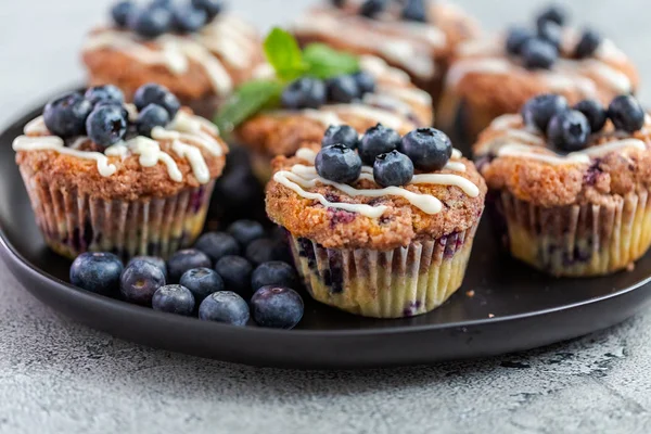 Muffins Caseiros Mirtilo Feitos Com Ingredientes Orgânicos — Fotografia de Stock