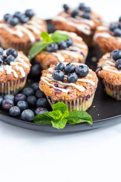 Domácí Borůvkové Muffiny Organických Surovin — Stock fotografie