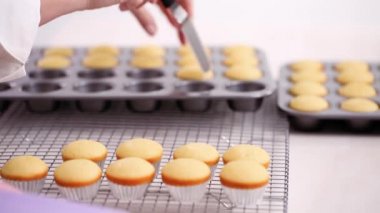 Taze pişmiş küçük vanilyalı kek.