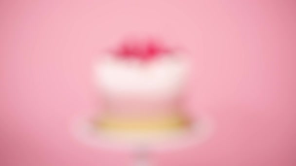 Birthday Spumoni Cake Pink Background — Stock Video