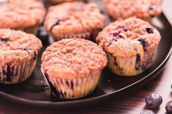 Zelfgemaakte Blueberry Muffins Gemaakt Met Biologische Ingrediënten — Stockfoto