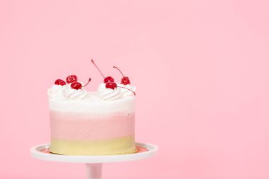 Birthday Spumoni cake on pink background. clipart