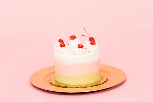 Spumoni Cake Van Kindverjaardag Roze Achtergrond — Stockfoto