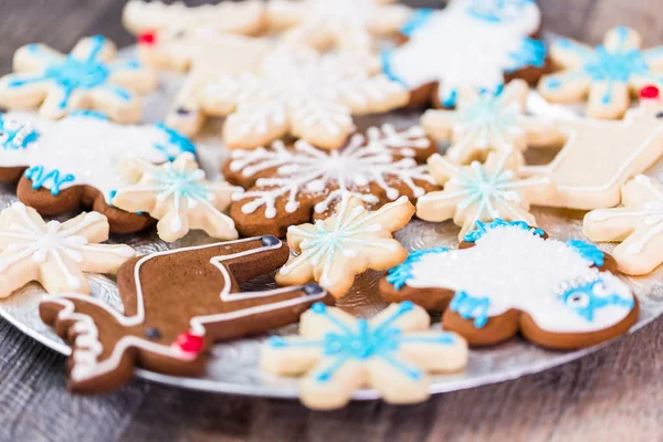 Galletas Navidad Decoradas Con Hielo Real — Foto de Stock