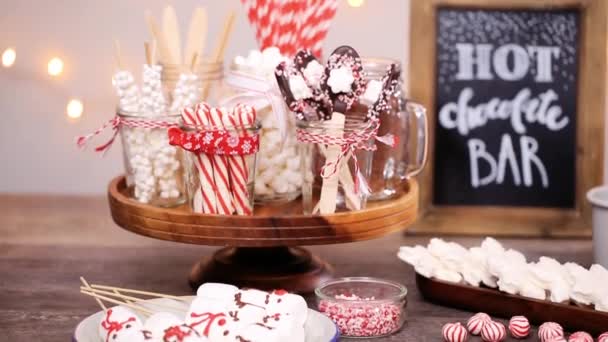 Hot Chocolate Station Variety Toppings — Stock Video