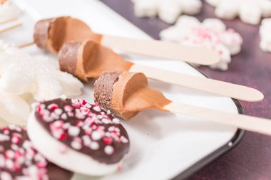 Görünümü kapatın. Hatmi Topingler nane ve çikolata sıcak çikolata ve kakao içmeye ile çeşitli.