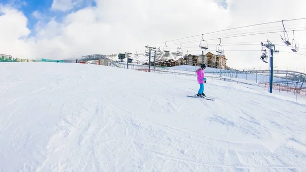 Steamboat Springs Kolorado Usa Grudnia 2018 Mała Dziewczynka Uczy Się — Zdjęcie stockowe