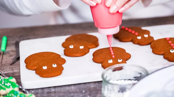 Step Step Decorating Gingerbread Sugar Cookies Royal Icing Christmas — Stock Photo, Image