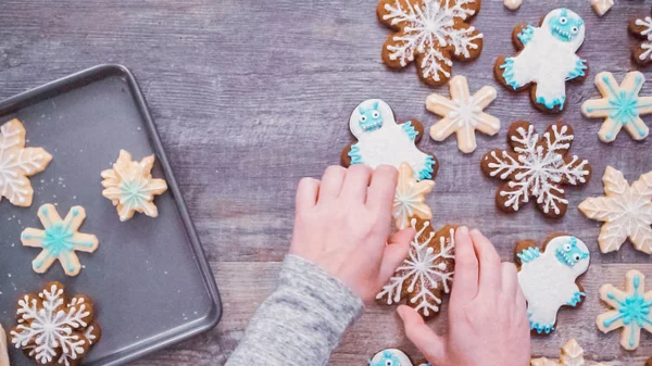 Byt Leží Chritsmas Cookie Zdobí Royal Poleva — Stock fotografie