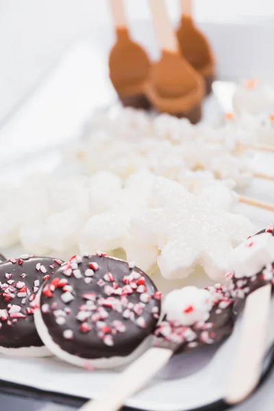 Vue Rapprochée Variété Garnitures Guimauve Menthe Poivrée Chocolat Pour Les — Photo