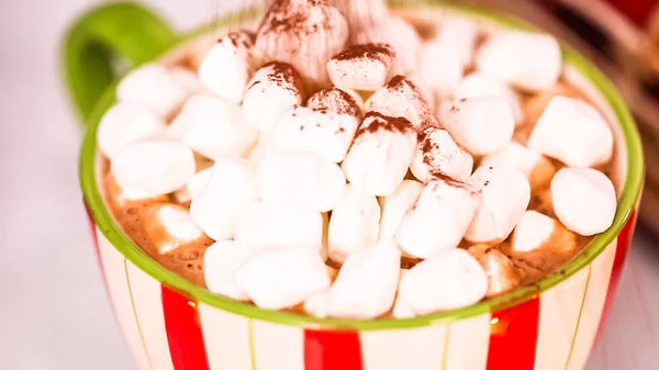 Bijgerechten Amerikaanse Warme Chocolademelk Met Marshmallows Toppings — Stockfoto