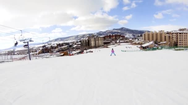 1982年沃普普林斯 科罗拉多州 2018年12月9日 冬季山间滑雪胜地的看法 — 图库视频影像