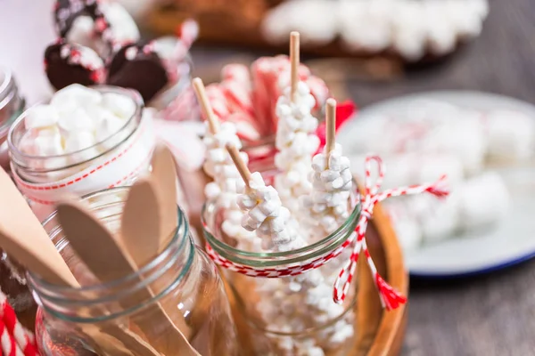 Hot Chocolate Station Variety Topppings — Stock Photo, Image