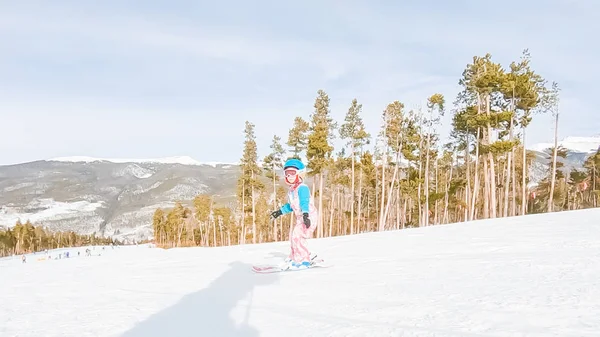 Keystoone Colorado Eua Janeiro 2019 Menina Aprendendo Esquiar Nas Montanhas — Fotografia de Stock