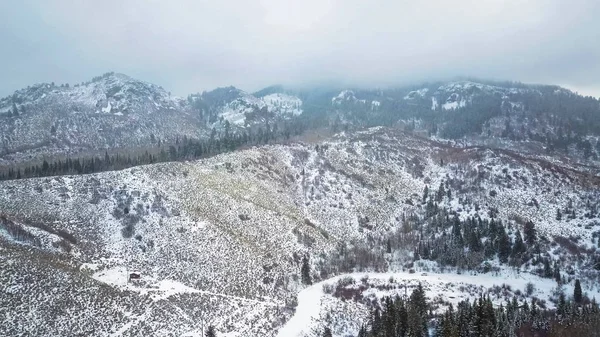 Letecký Pohled Hory Zimě — Stock fotografie