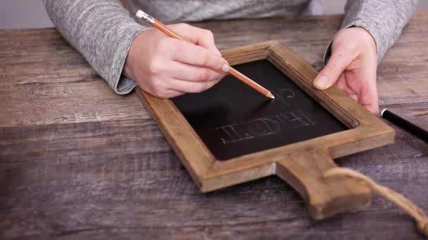 Pas Pas Écriture Panneau Craie Signe Barre Chocolat Chaud Pour — Video