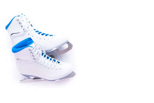 Flach Lag Neue Weiße Eiskunstläufer Auf Weißem Hintergrund — Stockfoto