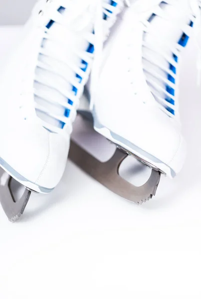 Close View New White Figure Skates White Background — Stock Photo, Image