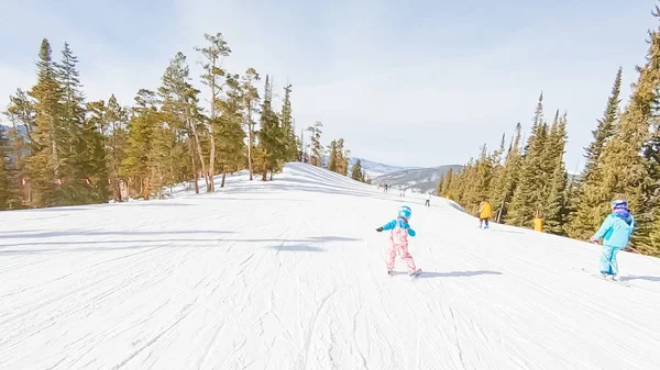 Keystoone Colorado Usa Gennaio 2019 Bambina Che Impara Sciare Giù — Foto Stock