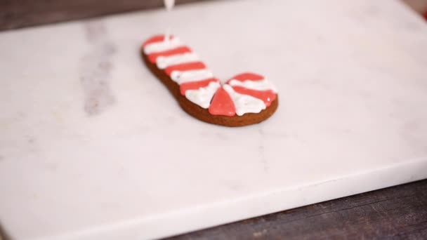 Step Step Decorating Gingerbread Sugar Cookies Royal Icing Christmas — Stock Video