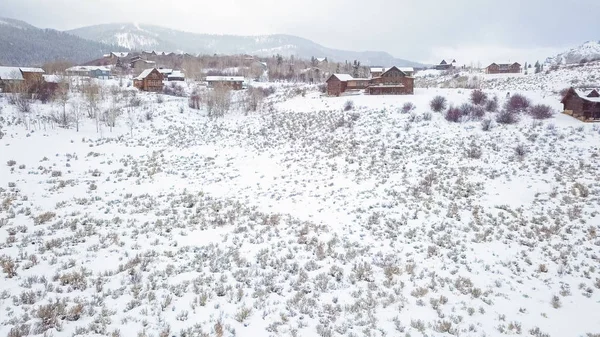 Vista Aérea Comunidad Rural Montaña Invierno —  Fotos de Stock