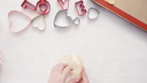 Piatto Passo Dopo Passo Pasta Biscotti Allo Zucchero Con Mattarello — Video Stock