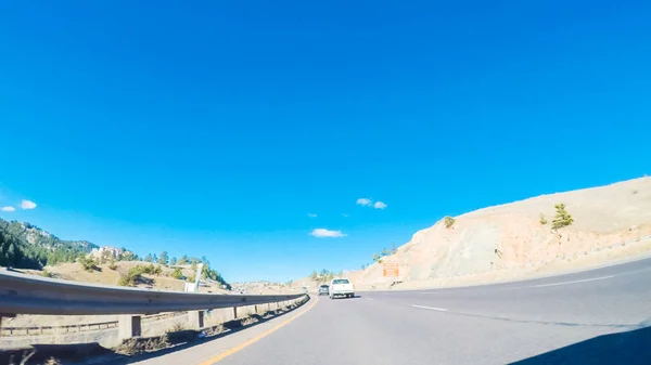 Denver Kolorado Usa Grudzień 2018 Jadąc Zachód Autostradą Międzystanową Zimie — Zdjęcie stockowe