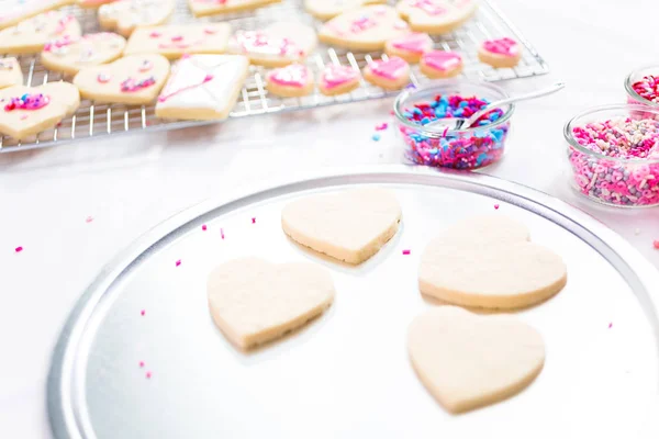 Decoración Galletas Azúcar Forma Corazón Con Glaseado Real Salpicaduras Color — Foto de Stock