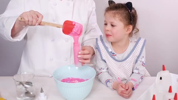 Krok Kroku Mieszanie Lukier Królewski Dekoracji Cookies Cukru — Wideo stockowe