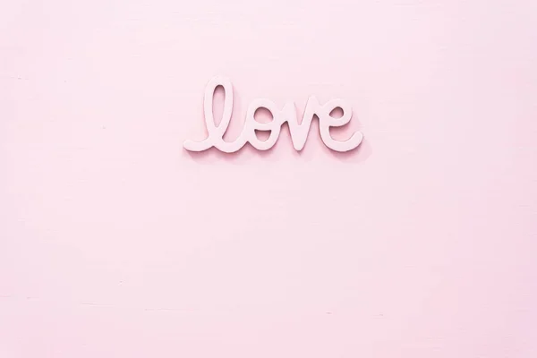Ležel Valentýn Love Znamení Růžovém Pozadí — Stock fotografie