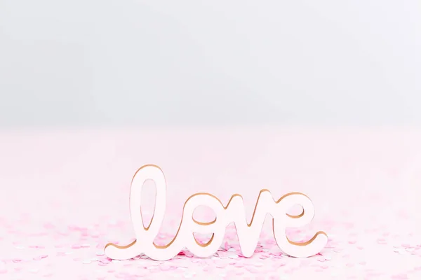 Dia Dos Namorados Sinal Amor Fundo Rosa — Fotografia de Stock