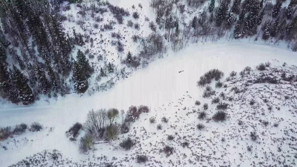 Vista Aérea Das Montanhas Inverno — Fotografia de Stock