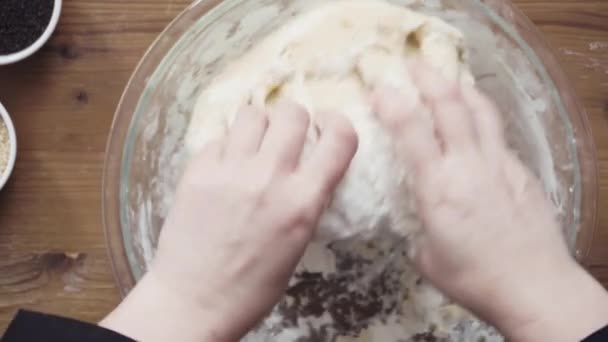 Düz Yatıyordu Adım Adım Organik Maddeler Challah Pişirmeye Cam Kase — Stok video