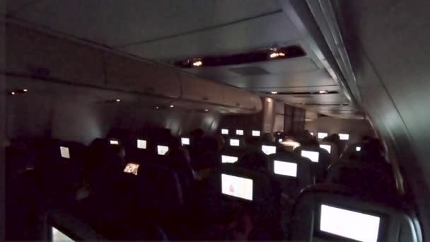 Denver Colorado Eua Janeiro 2019 Assentos Classe Econômica Avião Passageiros — Vídeo de Stock