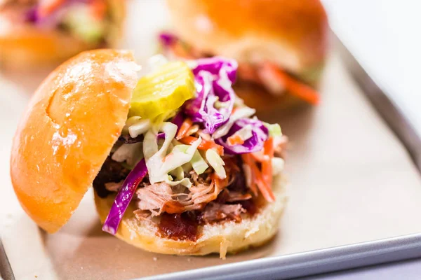 BBQ pulled pork sandwich — Stock Photo, Image