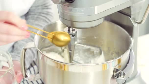 Step Step Flat Lay Mixing Royal Icing Electric Kitchen Mixer — Stock Video